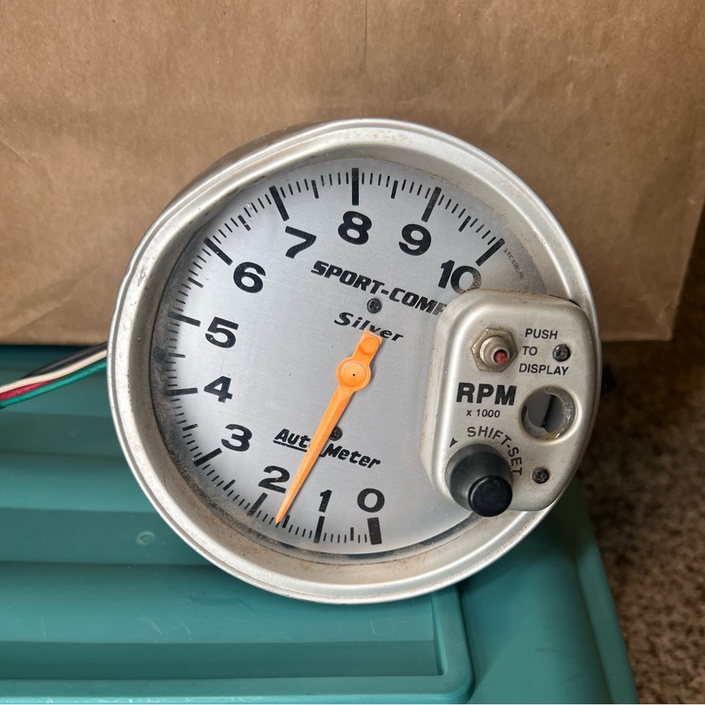 Sport-Comp Silver AutoMeter 3911 Tachometer Gauge, 5” Untested As Is
